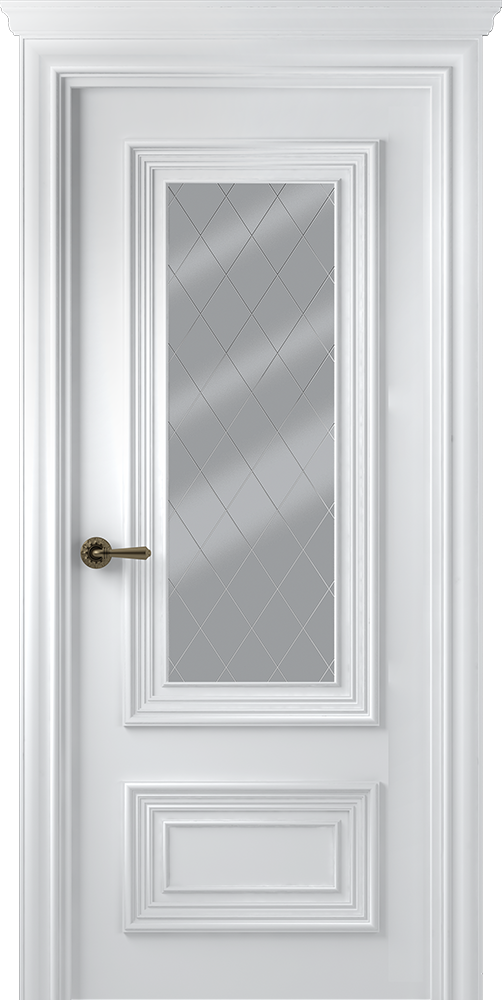 Дверное Полотно Пвдощ "Палаццо 2" Эмаль Белый 2,0-0,8 Smart Core Со Стеклом Мателюкс Белый Витраж Рис. 39